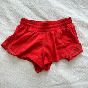 lululemon red hotty hot shorts